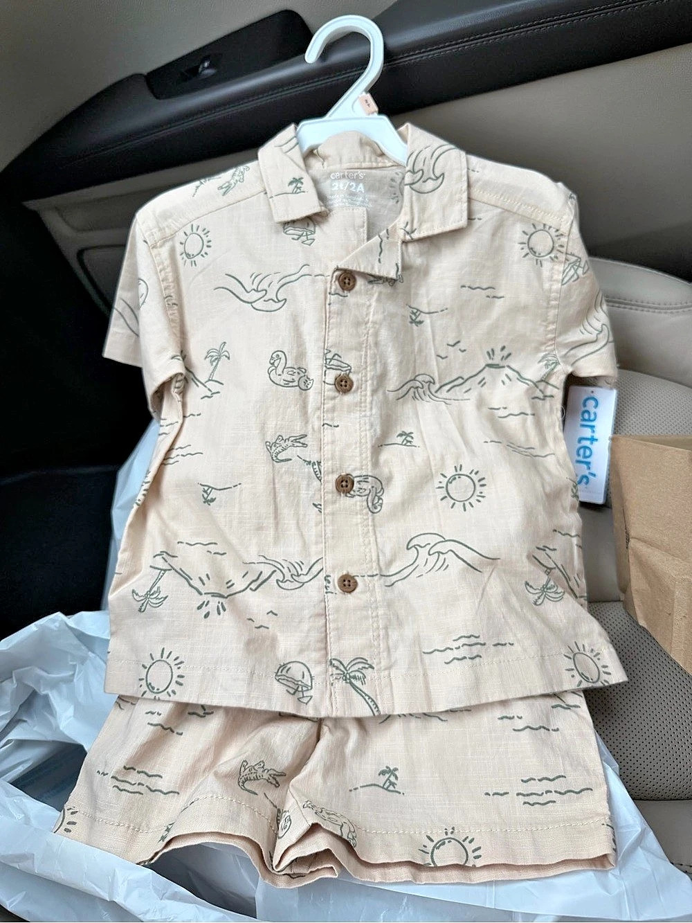 Carter's Kids Printed Shirt & Shorts Set NWT in Cream